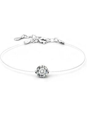 Stunning Moissanite Invisible Bracelet for Women - Round Cut, D Color, VVS1